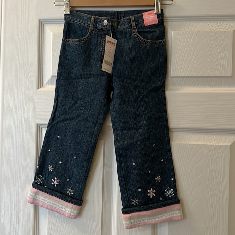 GYMBOREE Snowflake Adjustable Waist Cotton JEANS 4👖